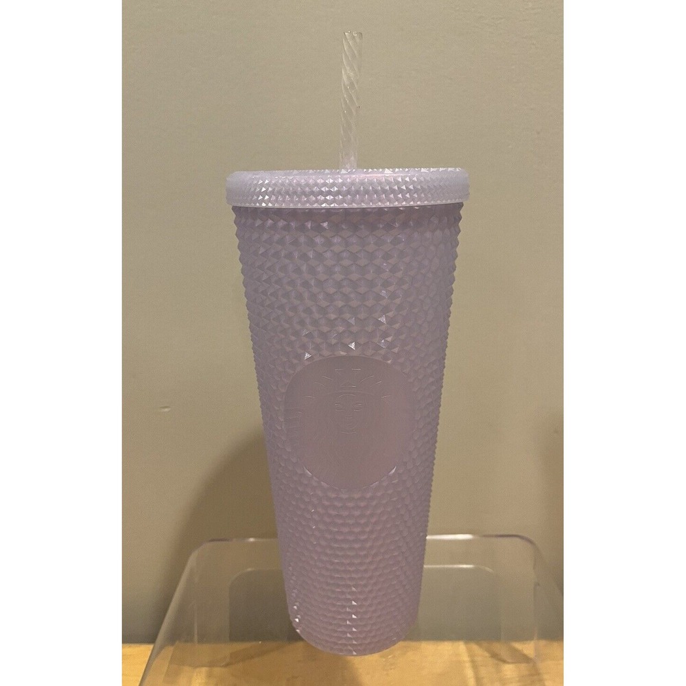 New Starbucks 2021 Icy Lilac Bling Studded Cold Cup Tumbler‎ With Straw 24oz